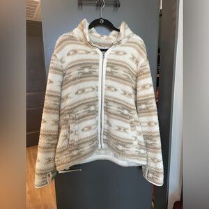 Women's Old Navy Fleece Jacket XXL White Beige